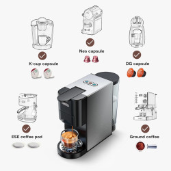 Machine à café et expresso 5 en 1 HIBREW - Boissons chaudes et froides